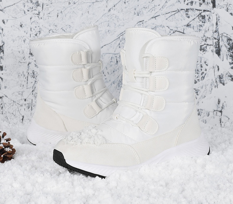 Zees 2023 Northeast Snow Botas de Esqui Femininas para Inverno, Cano Médio, Forradas com Lã e Acolchoadas, Tamanho Grande, Sola Grossa_voghion.com