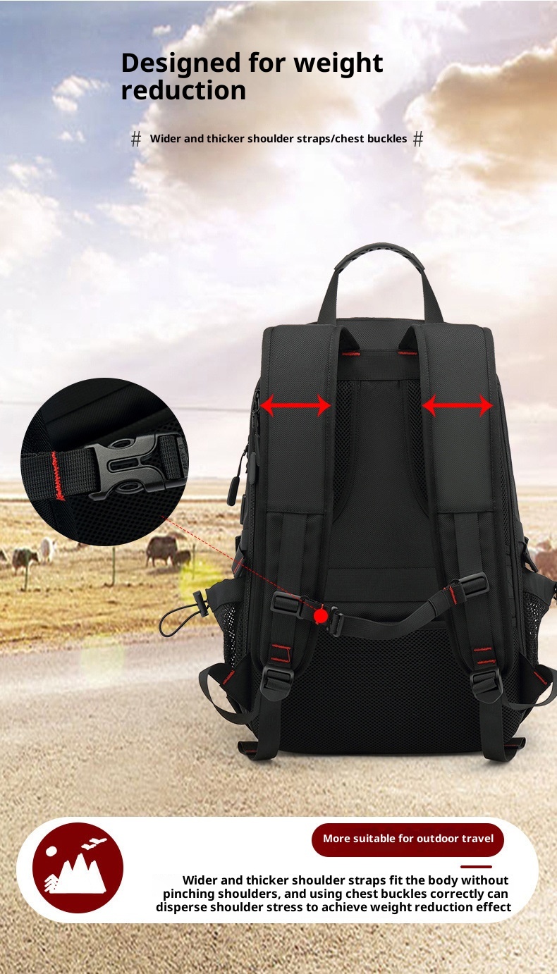 Sac à dos de randonnée ActiveGo, grande capacité, avec port USB, pour femmes et hommes, idéal pour les voyages d'affaires et de loisirs. Respirant._voghion.com