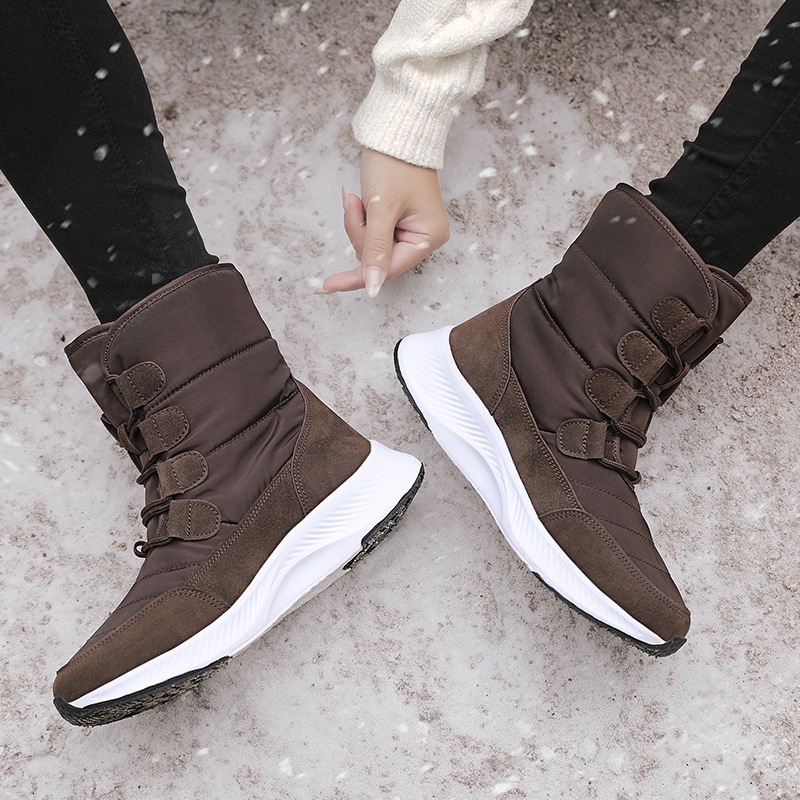 Zees 2023 Northeast Snow Botas de Esqui Femininas para Inverno, Cano Médio, Forradas com Lã e Acolchoadas, Tamanho Grande, Sola Grossa_voghion.com