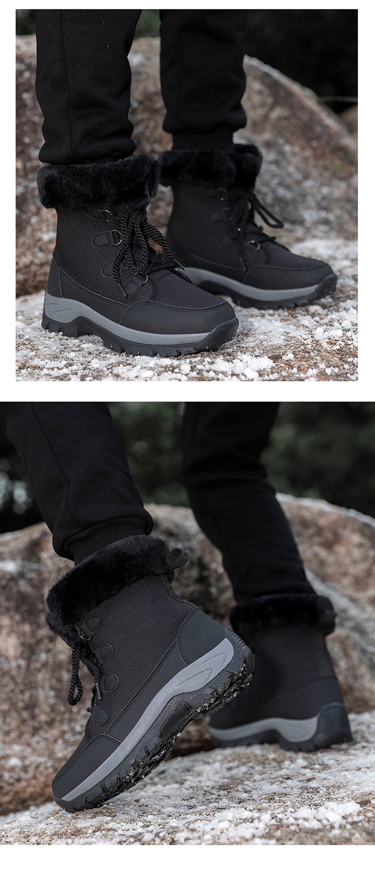 Zees Zees Foreign Trade Export Snow Men' Mid-Calf Women' Winter Fleece-Lined High-Top Warm Ski Boot Northeat Large Cotton_voghion.com