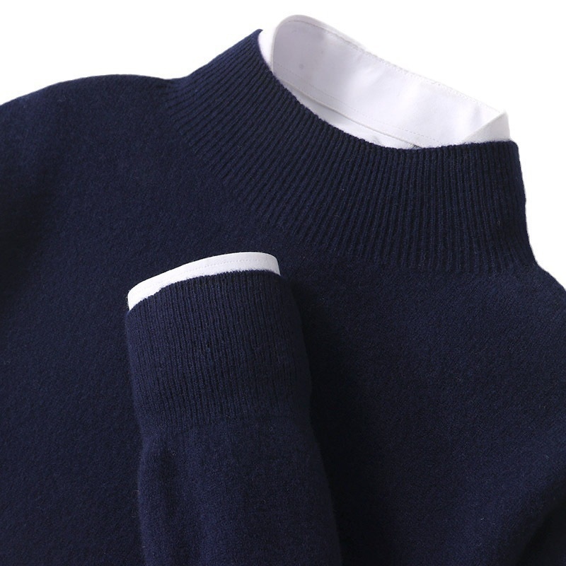 boy Boy Boy First-Line Ready-to-Wear Wool Men's Half Turtleneck Business Casual Seamless Sweater Solid Color Loose Cashmere Knitted_voghion.com