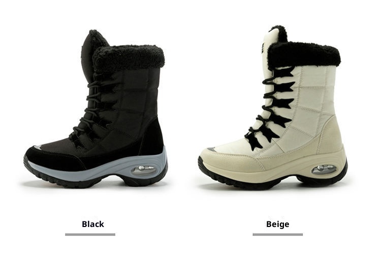 Zees Winter Outdoor High Top Waterproof Non-Slip Fleece-Lined Thick Sole Height Increasing Warm Snow Ski Boots For Women Size_voghion.com