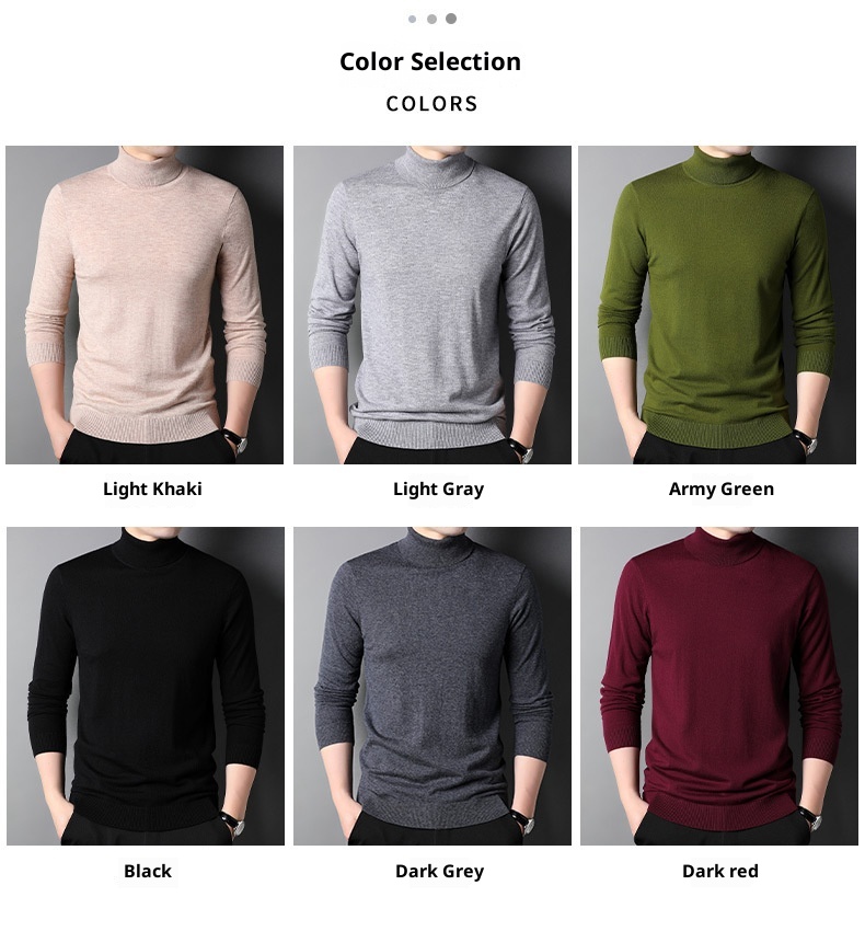 boy Boy Boy Fine Pullover High Neck Pure Wool Sweater For Men Casual Inner Layer Base Shirt Top_voghion.com
