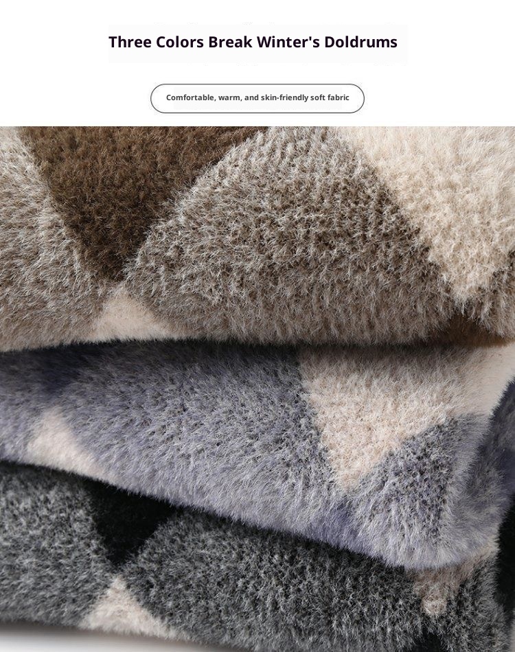 Maglione in lana di visone spesso per ragazzi, maglione invernale alla moda con collo alto per la scuola media e superiore_voghion.com