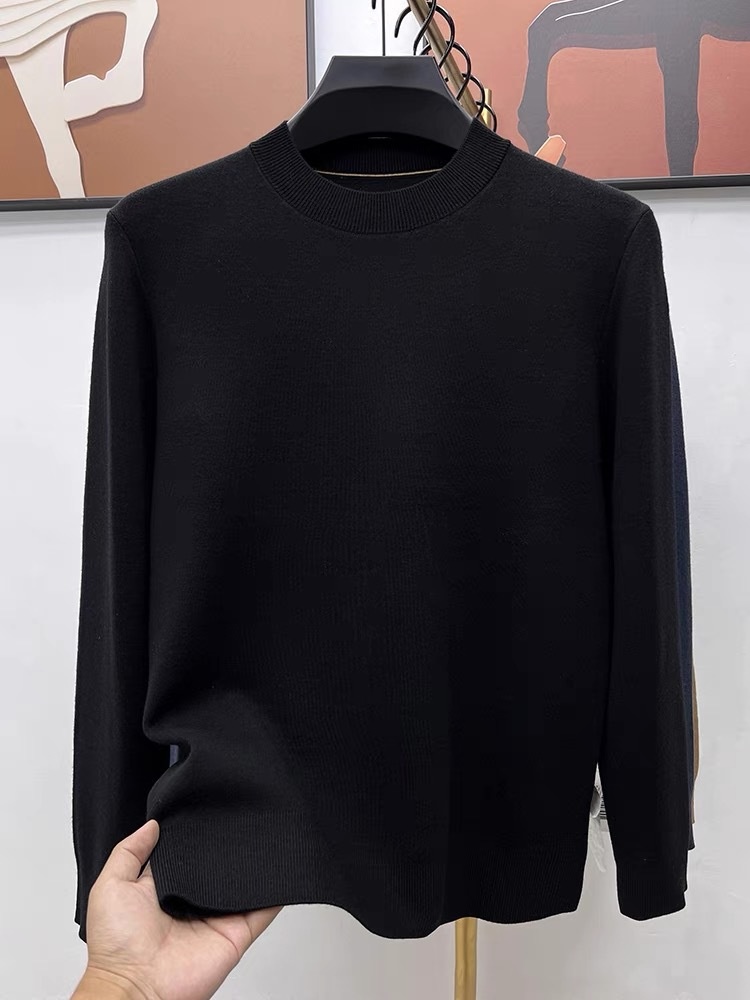 Maglione da uomo in pura lana, 100%, tinta unita, lavabile in lavatrice, girocollo, anti-pilling, con base in maglia_voghion.com