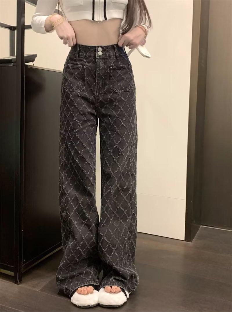 ChicShe Plus Size High Waist Jeans For Women, Trendy Brand 2024 New Japanese Style Plaid Long P, Youth Fashion Summer Thin_voghion.com