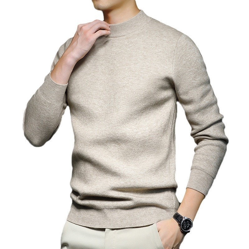 Maglione a collo alto a maniche lunghe in lana fine anti-pilling, da uomo, autunno e inverno, in tinta unita, con collo alto e maniche lunghe, modello Boy Boy Cross-Border_voghion.com