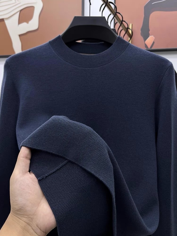 Maglione da uomo in pura lana, 100%, tinta unita, lavabile in lavatrice, girocollo, anti-pilling, con base in maglia_voghion.com