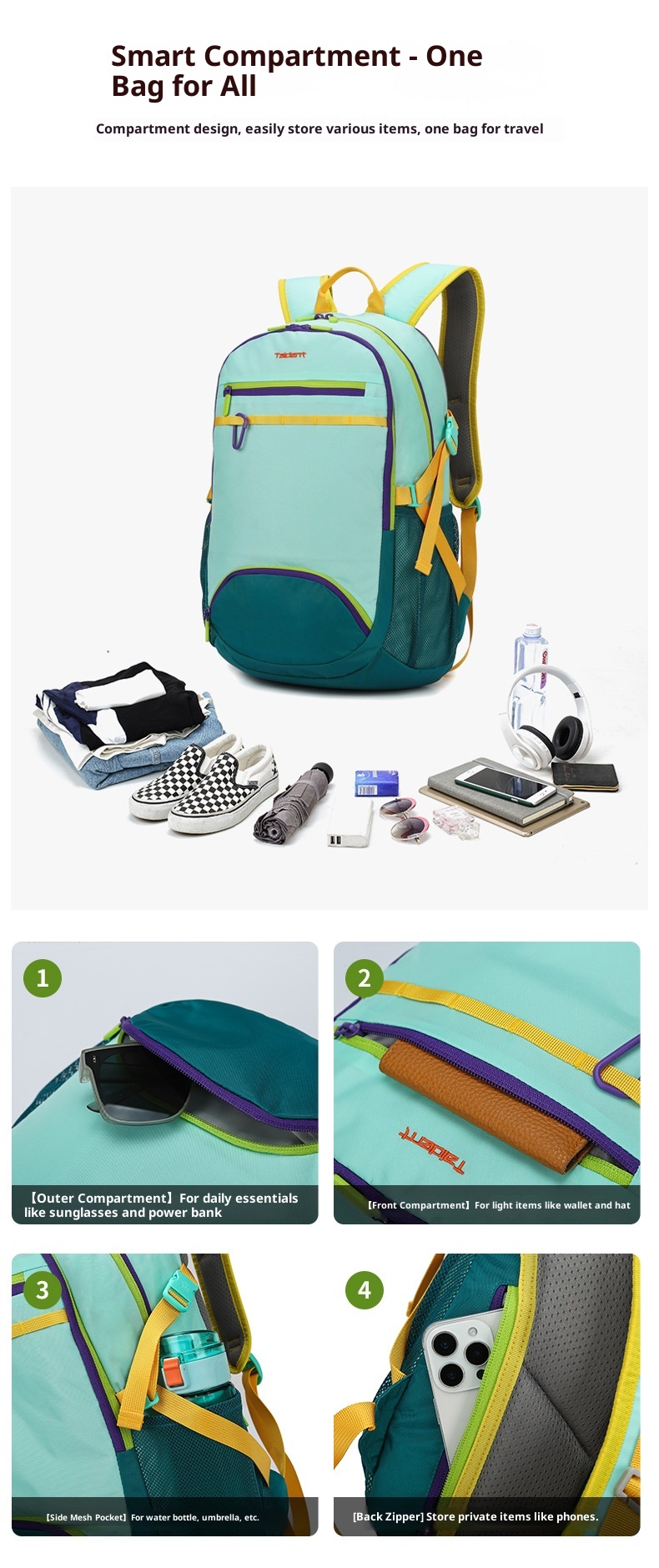 ActiveGo Outdoor Large Capacity Sports Mountaineering Unisex Cycling Hiking Lightweight Waterproof Badminton Backpack_voghion.com