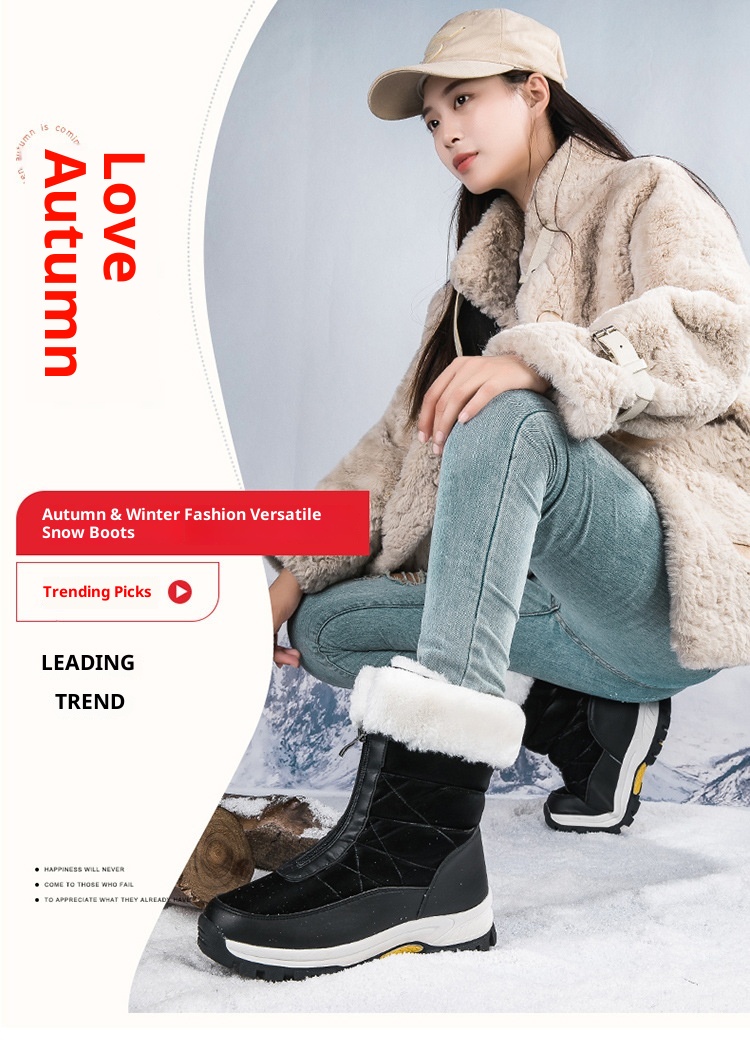 Zees Zees 2024 Winter Snow voor dames Hoge top Buitensporten Katoenen schoenen Skischoenen Grote maat 42 Grensoverschrijdend exclusief_voghion.com