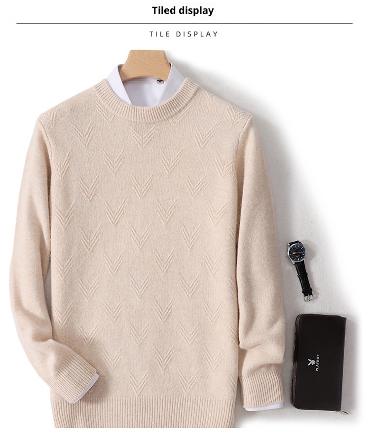 ragazzo ragazzo ragazzo autunno inverno nuovo 100% lana da uomo maglione girocollo caldo spesso camicia di base lavorata a maglia casual_voghion.com