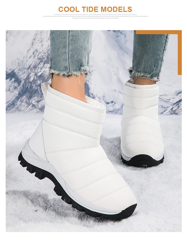 Zees Zees 2023 New Large Size Winter Fleece-Lined Warm Snow For Women Thickened Ski Cold-Proof Sports Cotton Shoes Short Boots_voghion.com