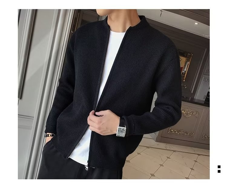 boy Boy Boy Autumn Winter 2023 New Sweater Jacket Solid Color Knitted Cardigan Men's Casual Versatile Slim Fit Top_voghion.com