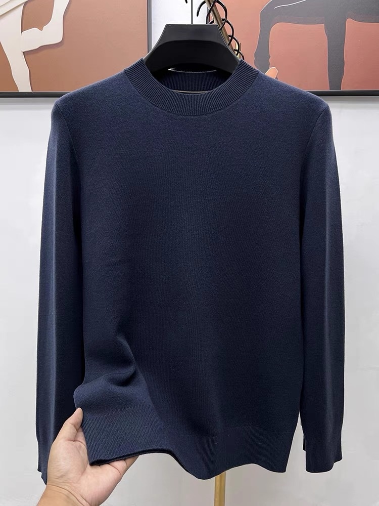 Maglione da uomo in pura lana, 100%, tinta unita, lavabile in lavatrice, girocollo, anti-pilling, con base in maglia_voghion.com