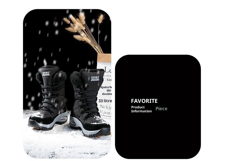 Zees Winter Outdoor High Top Waterproof Non-Slip Fleece-Lined Thick Sole Height Increasing Warm Snow Ski Boots For Women Size_voghion.com