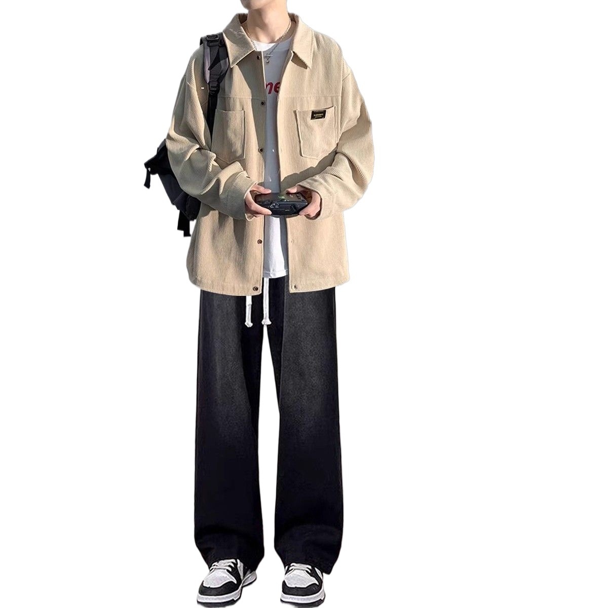 ragazzo Ragazzo Camicia in velluto a coste Primavera e Autunno Completo 2025 Nuovo Stile Bello Giacca da Giovane Uomo Set da Tre Pezzi_voghion.com