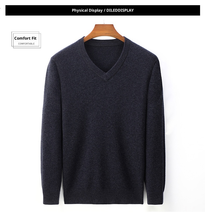 boy Boy Boy Autumn Winter Cashmere For Middle-aged Men V-neck Merino Superfine Wool Thickened Sweater_voghion.com