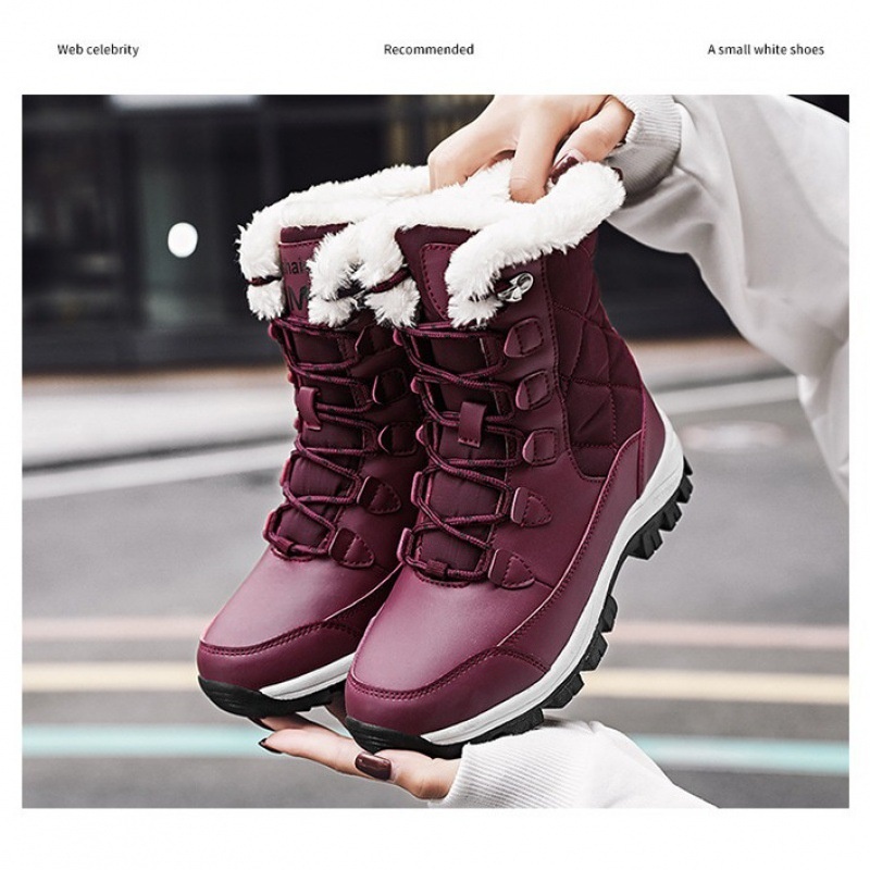 Zees Zees 2024 New Cross-Border Winter Snow Boots For Women, Mid-Calf, Warm, Fleece-Lined, Thickened, Northeast Outdoor Ski Cotton_voghion.com