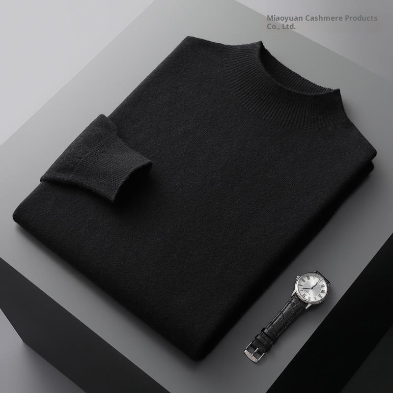 boy Boy Boy Solid Color Kitted Pullover Base Shirt Busiess Youthful Me's First-Lie Ready-to-Wear Half Turtleeck Wool Sweater_voghion.com