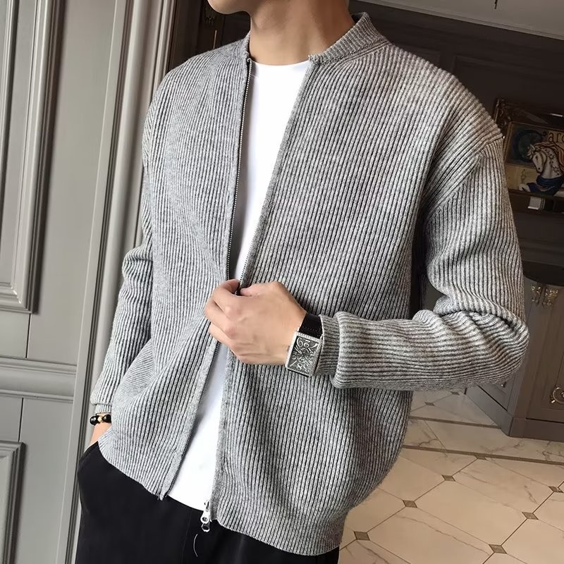 boy Boy Boy Autumn Winter 2023 New Sweater Jacket Solid Color Knitted Cardigan Men's Casual Versatile Slim Fit Top_voghion.com