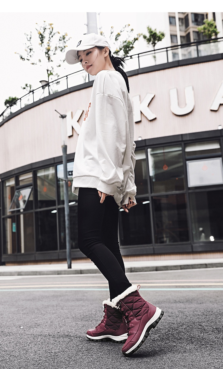 Zees Nieuwe Winter Sneeuwlaarzen Dames Van Jinjiang Fabriek, Halfhoog, Warm, Fleecegevoerd, Verdikt, Outdoor Ski Katoenen Schoenen Voor_voghion.com