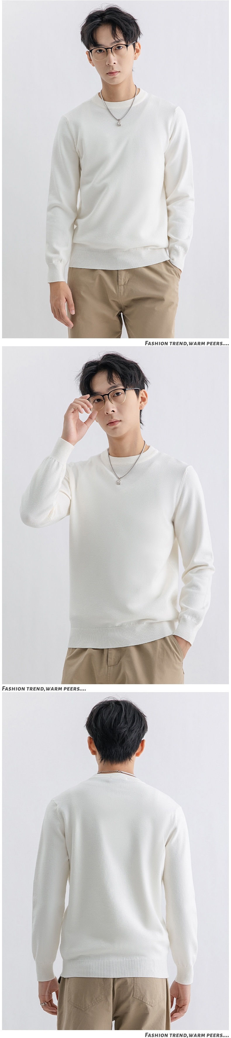 Maglione caldo versatile lavorato a maglia a maniche lunghe da uomo, in lana invernale, con scollo rotondo, per ragazzo, Boy Boy Yimeng_voghion.com