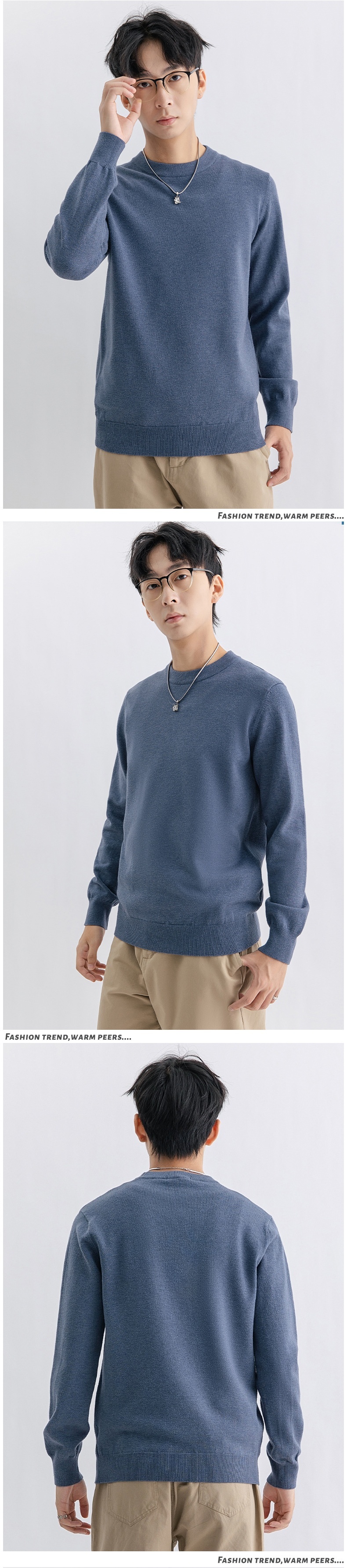 Maglione caldo versatile lavorato a maglia a maniche lunghe da uomo, in lana invernale, con scollo rotondo, per ragazzo, Boy Boy Yimeng_voghion.com