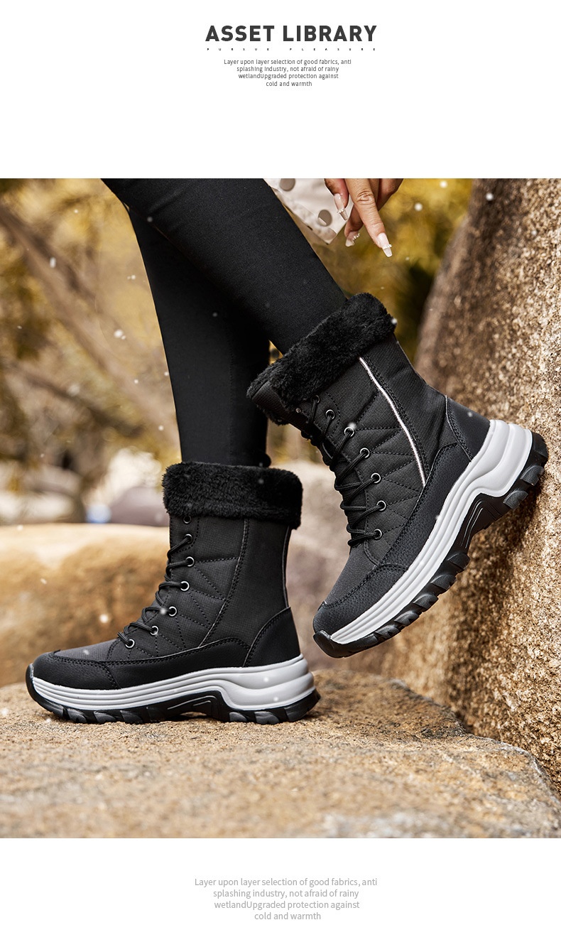 Zees Women's Boots With Fleece Lining, Thickened, Subzero Cold Resistant, Thick Sole, Waterproof, Non-Slip, Northeastern_voghion.com