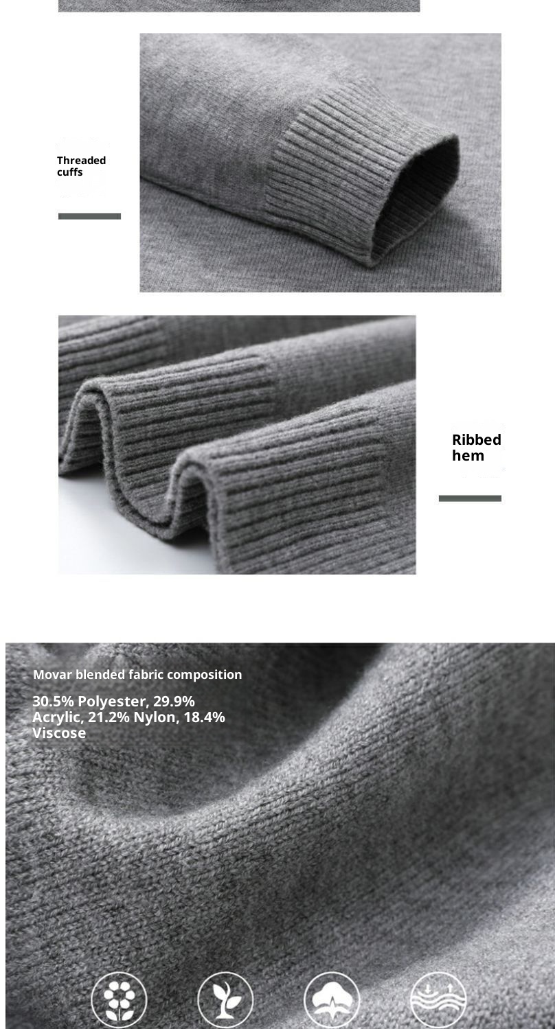 Maglione lavorato a maglia a collo alto da uomo, stile coreano, alla moda, vestibilità slim, nero, autunno inverno, strato interno, da uomo_voghion.com