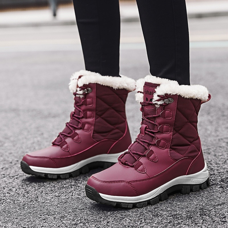 Zees Nieuwe Winter Sneeuwlaarzen Dames Van Jinjiang Fabriek, Halfhoog, Warm, Fleecegevoerd, Verdikt, Outdoor Ski Katoenen Schoenen Voor_voghion.com