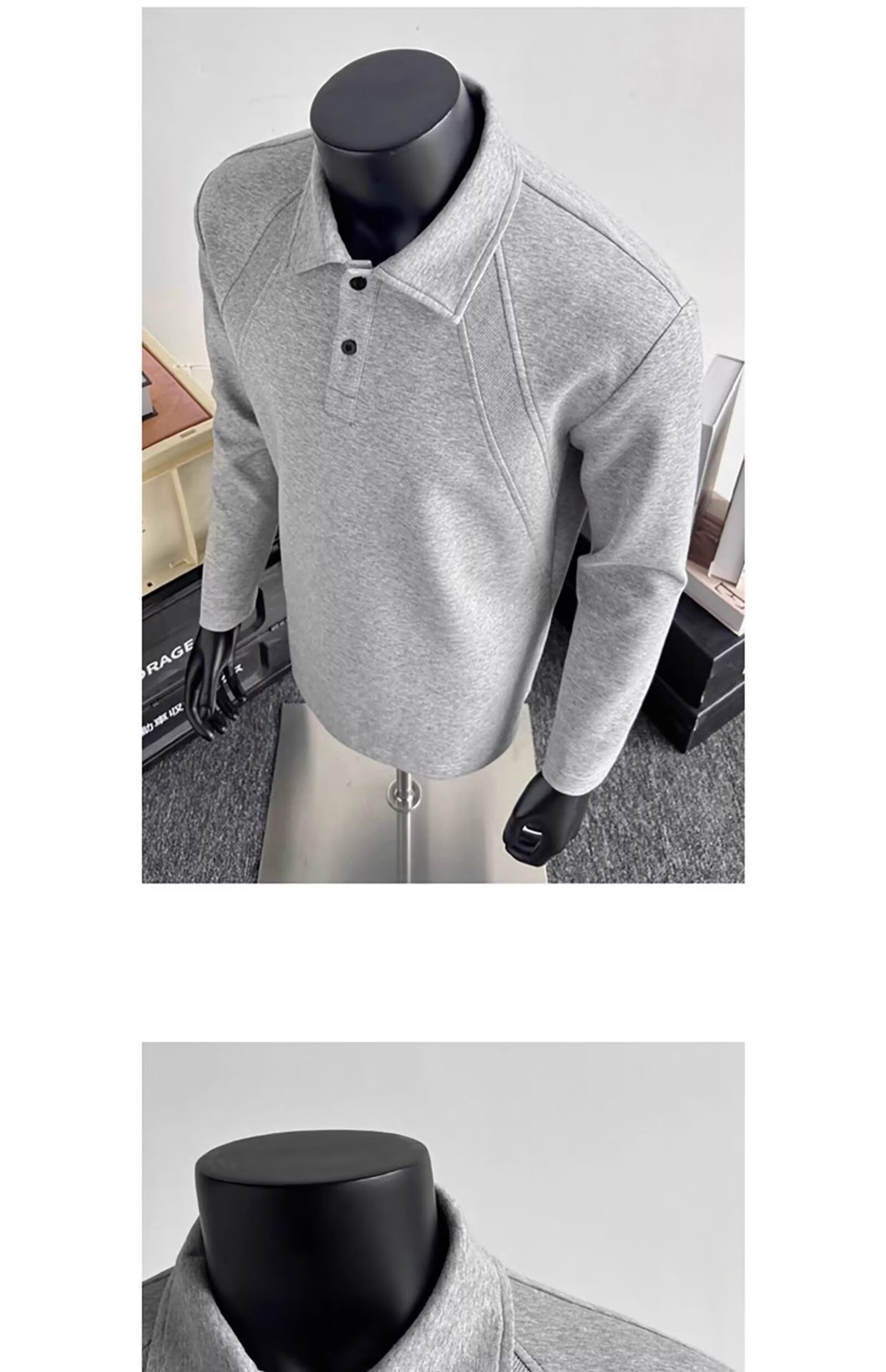 Polo patchwork rétro américain Boy pour homme, marque tendance printemps-automne, coupe ample et décontractée à manches longues_voghion.com