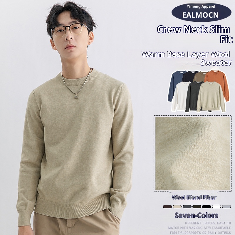 Maglione caldo versatile lavorato a maglia a maniche lunghe da uomo, in lana invernale, con scollo rotondo, per ragazzo, Boy Boy Yimeng_voghion.com