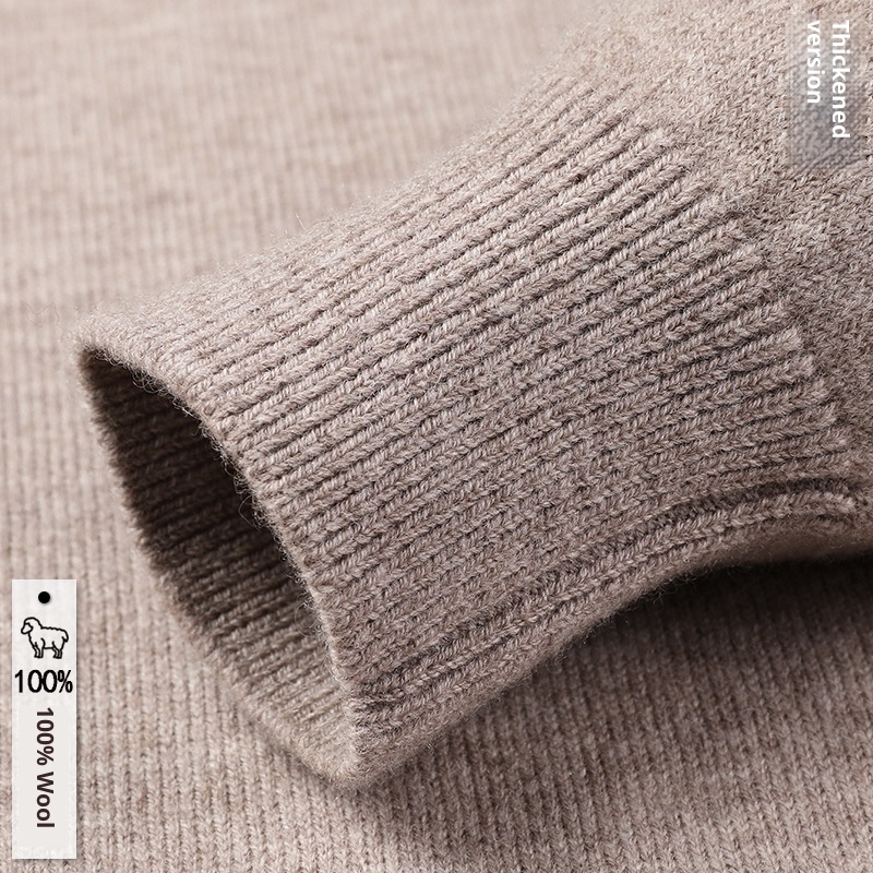 boy Boy Boy 450g Thickened 100% Pure Wool For Men 2024 Autumn Winter New Mature Half Turtleneck Sweater Men's Live Streaming Style_voghion.com