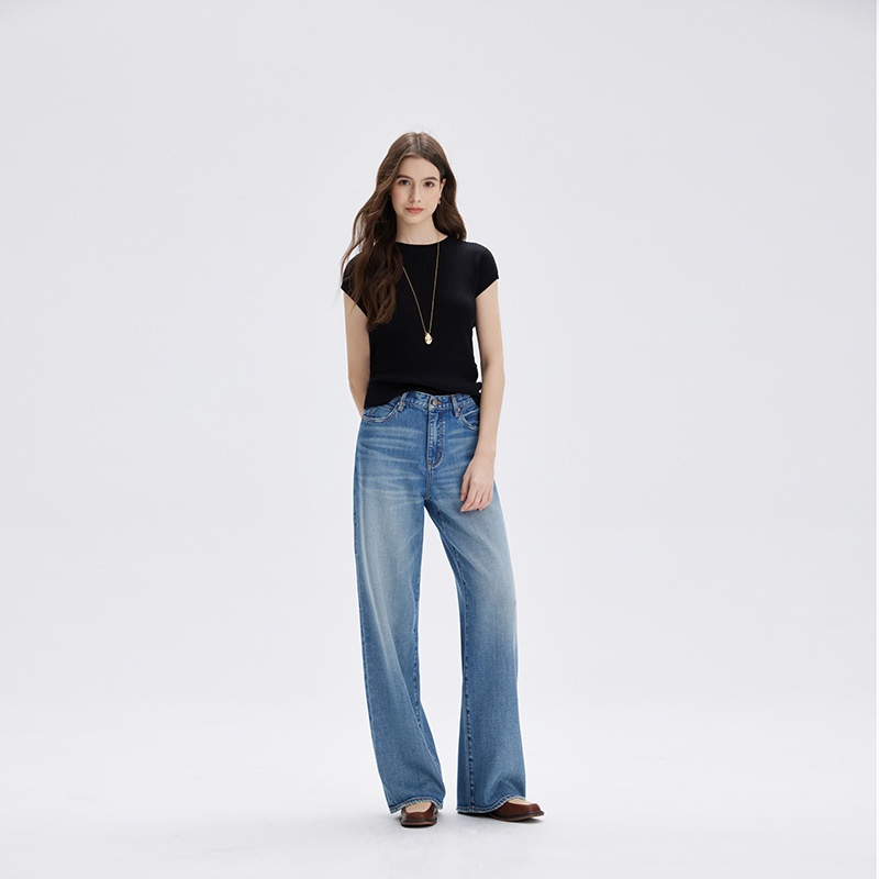 ChicShe 2025 New Spring And Autumn Lyocell High-End Women's Jeans Non-Stretch Loose High-Waist Nine-Point Straight Long Pants_voghion.com