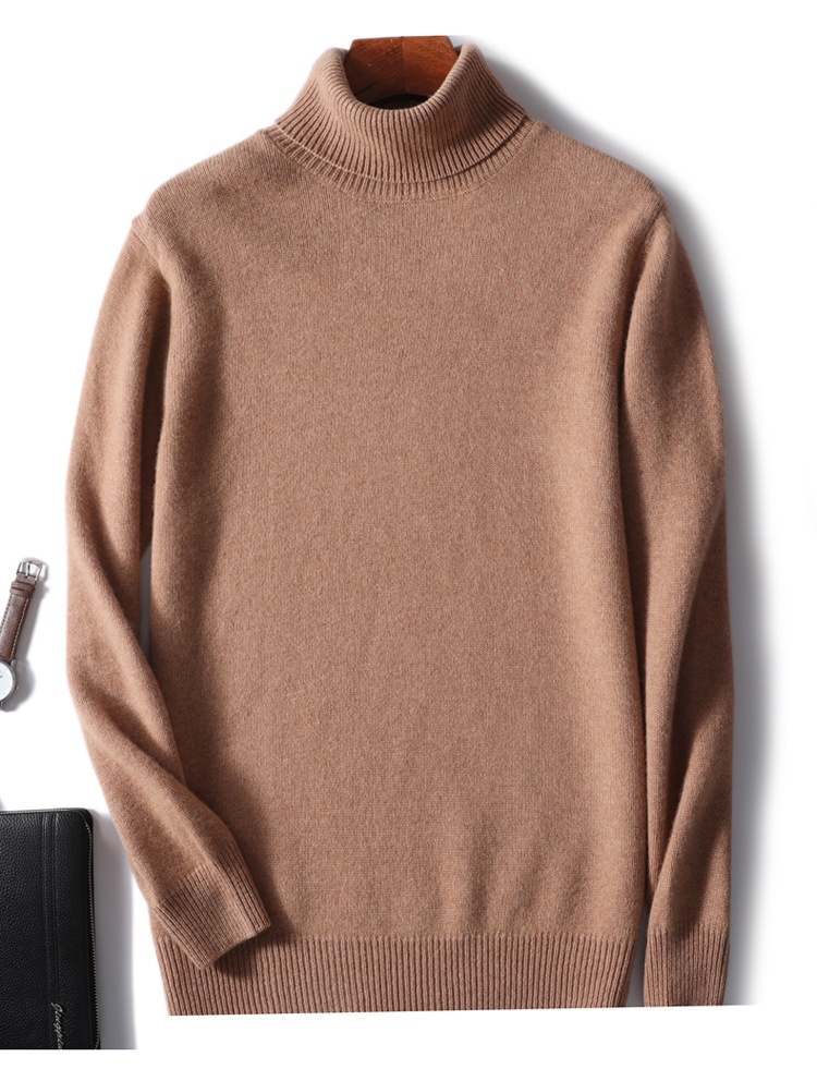 Boy Boy Boy Herren-Rollkragenpullover aus 100 % reiner Wolle, dick gefüttert, Herbst/Winter 2023, Strickpullover aus Kaschmir, lässig und vielseitig_voghion.com