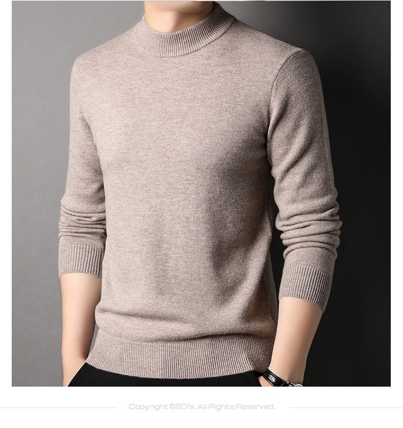boy Boy Boy 450g Thickened 100% Pure Wool For Men 2024 Autumn Winter New Mature Half Turtleneck Sweater Men's Live Streaming Style_voghion.com