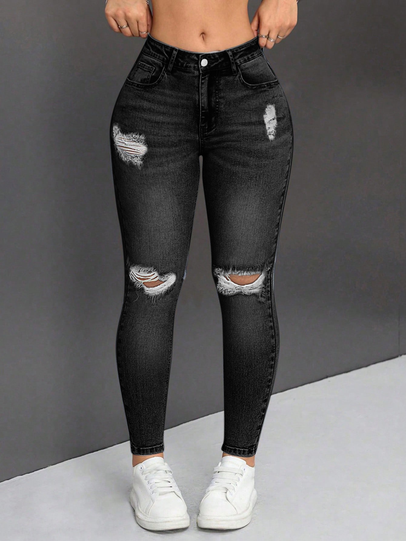 ChicShe Cross-border Stretch Ripped Pants Slim Fit Versatile Elegant Tight Hip-lifting Slimming Women's Jeans_voghion.com