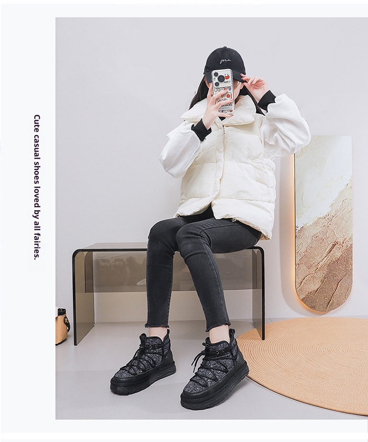 Zees Zees Harbin Outdoor Mid-Calf Snow Boots For Women Winter Warm Fleece Lined Thickened Waterproof Non-Slip Northeast Large Size_voghion.com