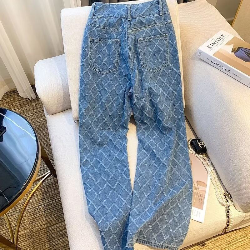 ChicShe Plus Size High Waist Jeans For Women, Trendy Brand 2024 New Japanese Style Plaid Long P, Youth Fashion Summer Thin_voghion.com