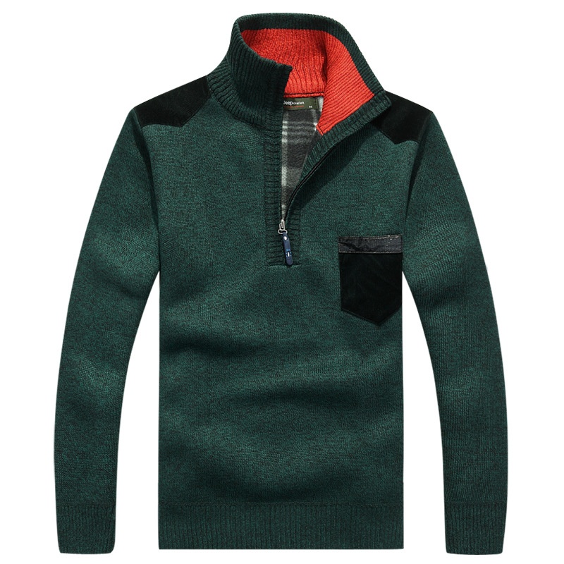 boy Boy Boy Cross-Border Dropshipping Autumn Winter Fleece-Lined Thickened Men's Youth Pullover Plus Size Stand Collar Half-Zip_voghion.com