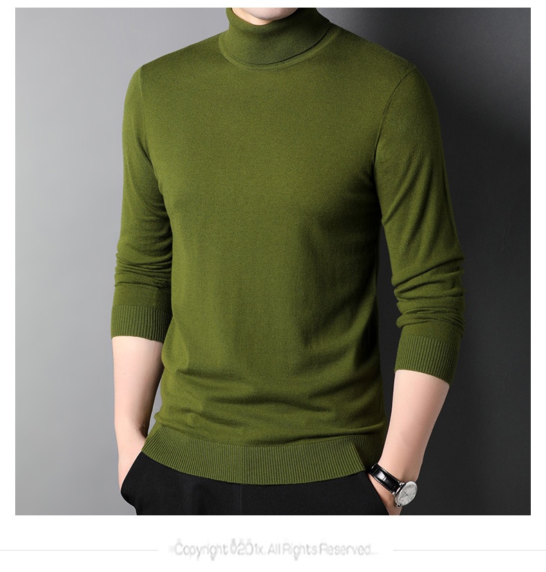boy Boy Boy Fine Pullover High Neck Pure Wool Sweater For Men Casual Inner Layer Base Shirt Top_voghion.com