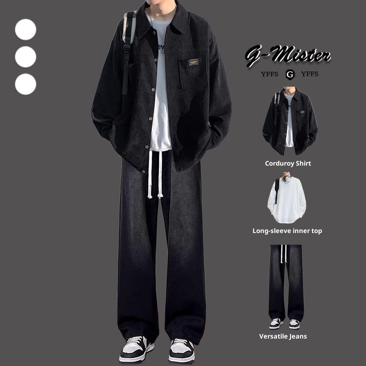 ragazzo Ragazzo Camicia in velluto a coste Primavera e Autunno Completo 2025 Nuovo Stile Bello Giacca da Giovane Uomo Set da Tre Pezzi_voghion.com