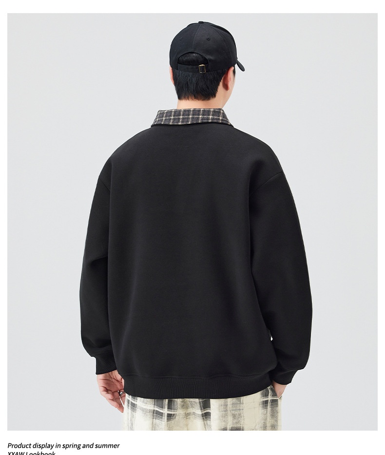 Chłopięca, wysokiej jakości amerykańska, retro, kratkowana, warstwowa bluza męska, dwuczęściowa, w jesiennym stylu college'owym, z kołnierzykiem_voghion.com