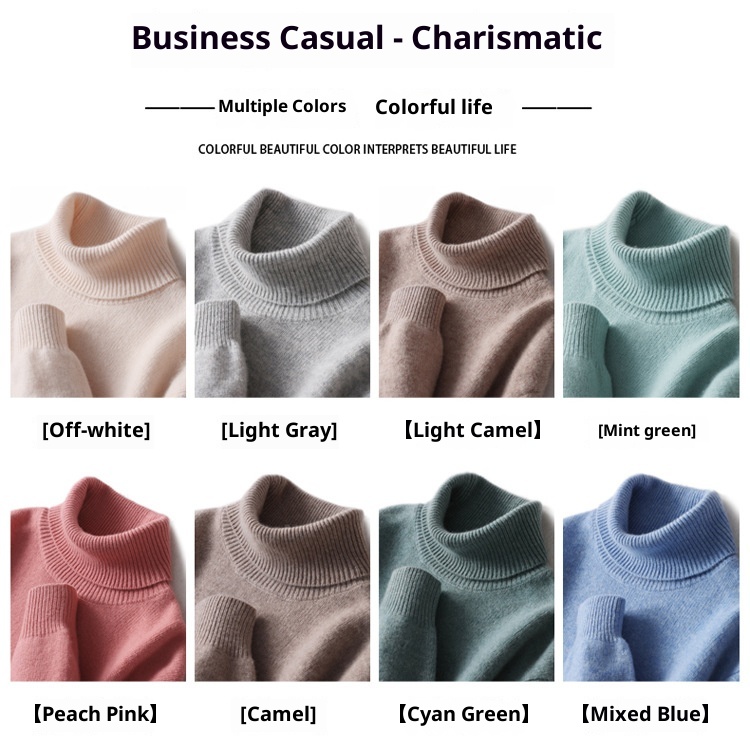 Boy Boy Boy Herren-Rollkragenpullover aus 100 % reiner Wolle, dick gefüttert, Herbst/Winter 2023, Strickpullover aus Kaschmir, lässig und vielseitig_voghion.com