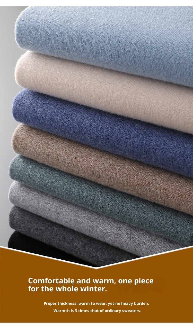 boy Boy Boy First-Line Ready-to-Wear Half Turtleneck Wool Men 2024 New Solid Color Knitted Sweater Loose Warm Pullover Base Shirt_voghion.com