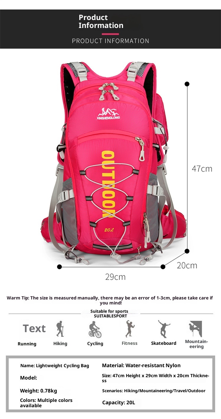 ActiveGo Outdoor Cycling Backpack Large Capacity Portable Water-Resistant Double Shoulder With Floating Frame Travel Hiking Bag_voghion.com