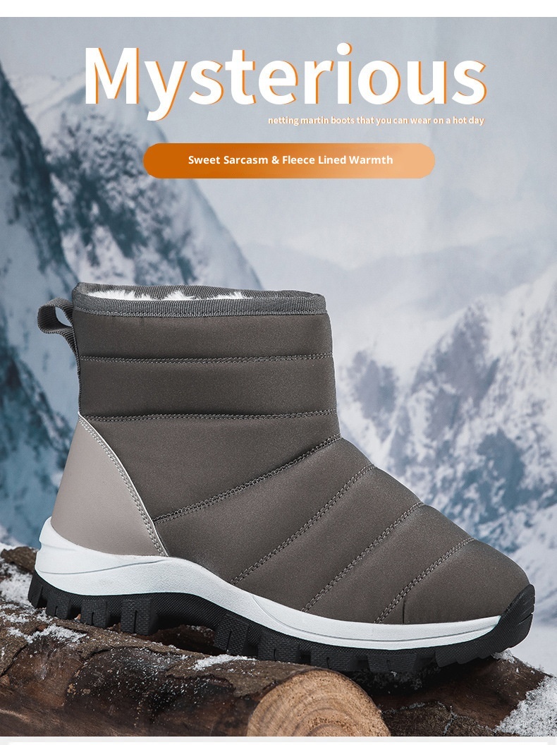 Zees Zees 2023 New Large Size Winter Fleece-Lined Warm Snow For Women Thickened Ski Cold-Proof Sports Cotton Shoes Short Boots_voghion.com