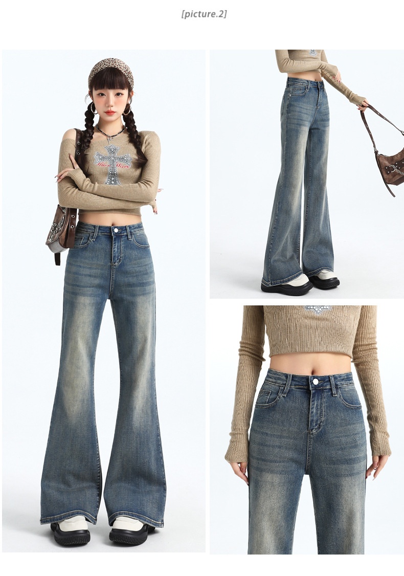 ChicShe Non-Tight Flared Jeans For Women, Autumn New High-Waist Design, Retro Loose Wide-Leg Floor-Length Bell-Bottom Pants_voghion.com