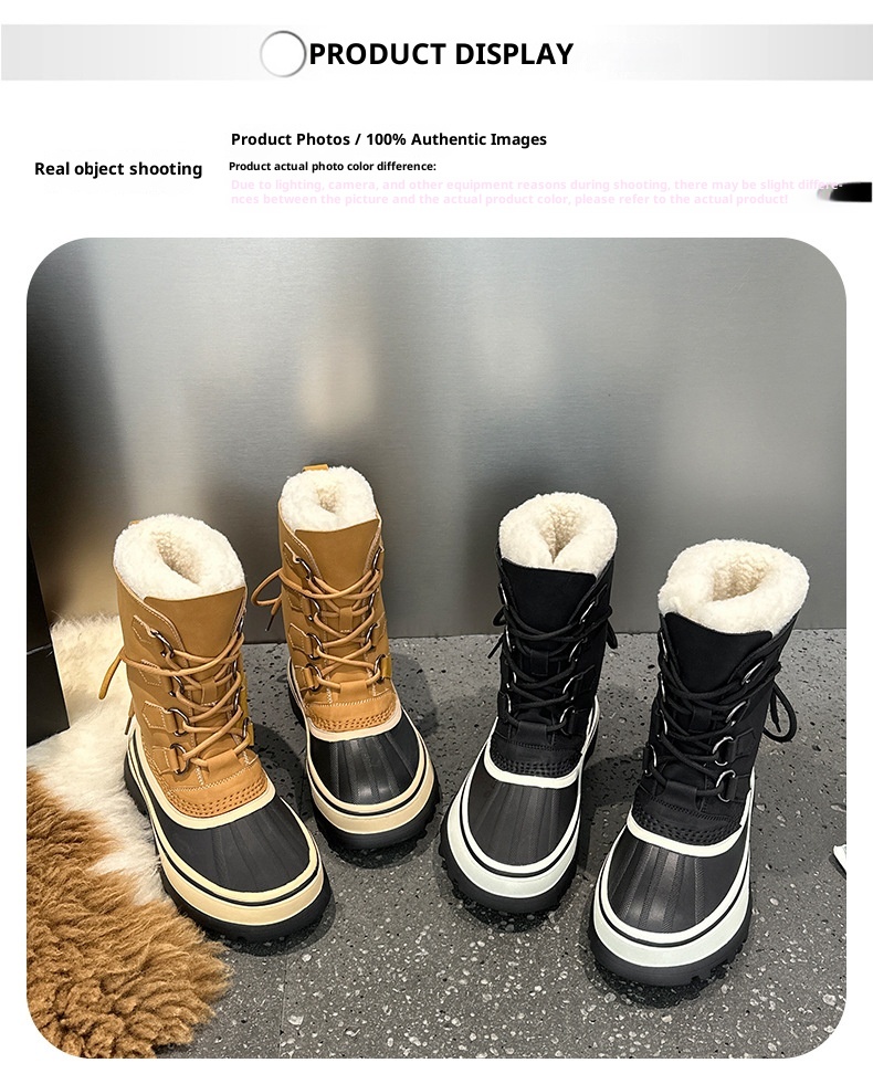 Chaussures de randonnée Zees Outdoor imperméables, antidérapantes, à lacets, pour femmes, collection hiver 2025, en cuir véritable, idéales pour la chasse au canard, résistantes au froid et chaudes._voghion.com