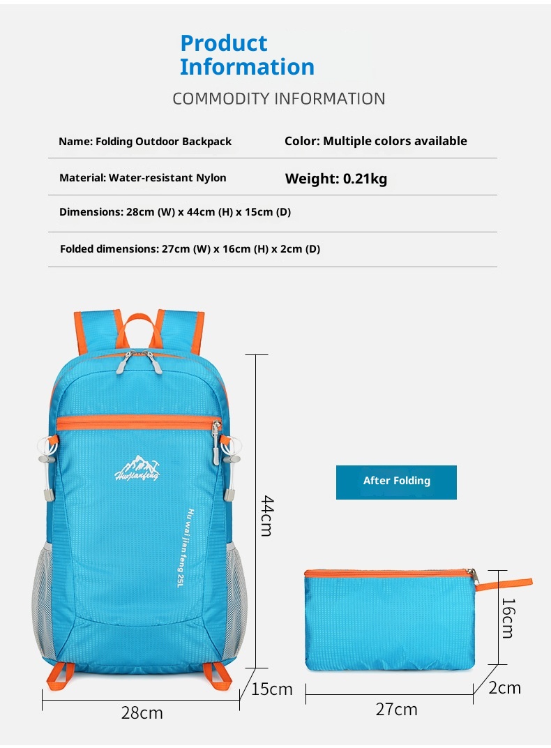 ActiveGo Outdoor For Men Women, Hiking And Cycling Nylon Water-Resistant Multi-Functional Foldable Large Capacity Backpack_voghion.com